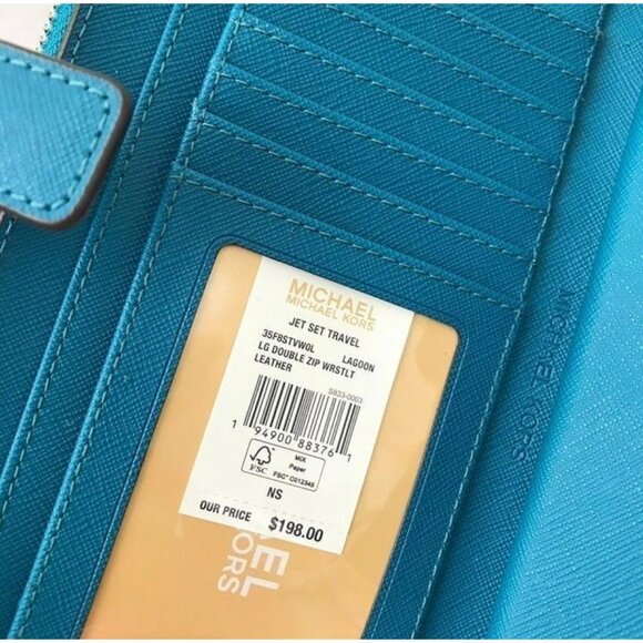 Michael kors wristlet double zip wallet phone purse lagoon - Picture 2 of 9